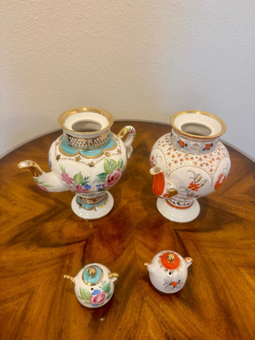 2 Russian Lomonosov Hand Painted Porcelain Tea Pots Imperial Porcelain Factory - Picture 2 of 14